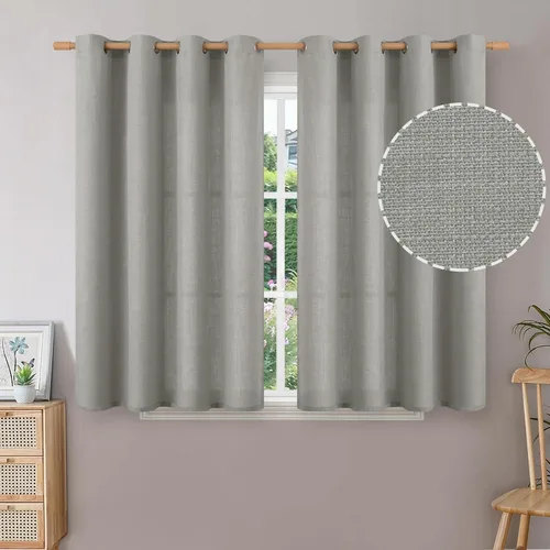 Vista 30 de BGment Cortinas de 45 pulgadas de largo, juego de 2 paneles para dormitorio, con ojales, aspecto de lino grueso, arpillera texturizada, filtrado