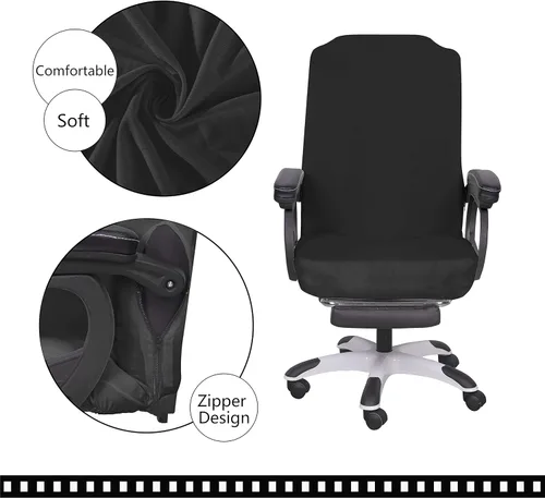 Vista 4 de SARAFLORA Funda para Silla de Oficina - Mediano, Negro - Funda Extraíble para Silla de Computadora para Silla de Oficina con Cremallera para Silla