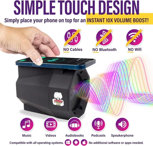 Vista 2 de Amplificador de Volumen de Teléfono Potenciador de Sonido - Sin Bluetooth ni Cables, Coloca el Smartphone sobre el Altavoz para Amplificar el Audio