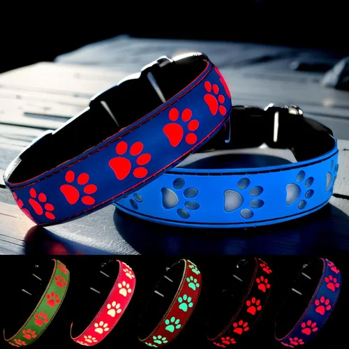 Vista 12 de Collar LED para perro, 15 modos de luz, USB-C recargable, silicona ajustable, varios colores (negro, S (7.87-11.8 pulgadas)