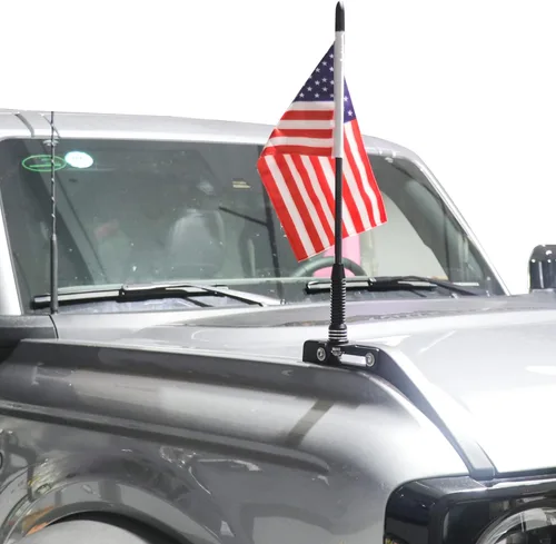 Bandera con poste y soporte de montaje para Ford Bronco 2021, 2022, 2023, 2024, 2025, 2026, accesorios de 2/4 puertas, soporte de bandera de látigo,