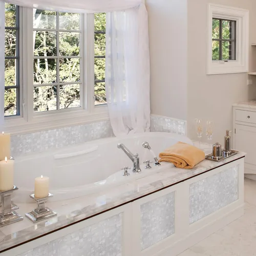 Vista 8 de KASARO - Calcomanías de pared, adhesivo despegable de mosaicos para salpicadero dormitorio baño, madreperla, 12 x 12 pulgadas