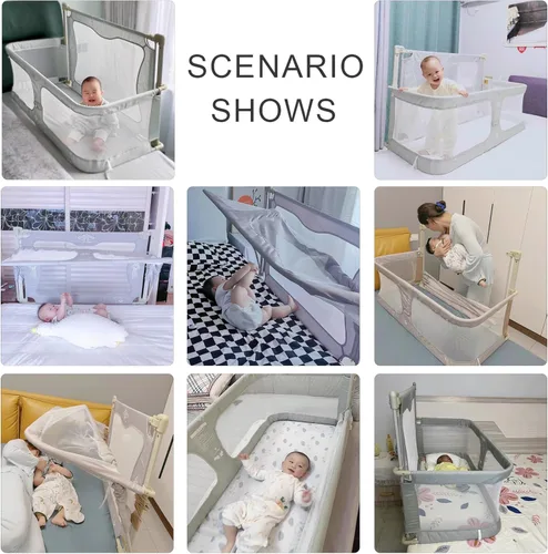 Vista 5 de Cuna de bebé 3 en 1, moisés de cama para bebé para dormir junto a mí, cuna de bebé, cuna portátil, ventana de malla transpirable y visible, funda