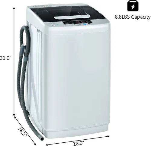 Vista 7 de Lavadora completamente automática Giantex, lavadora portátil de lavandería 2 en 1, combo de lavadora y centrifugadora de 8.8 libras, bomba