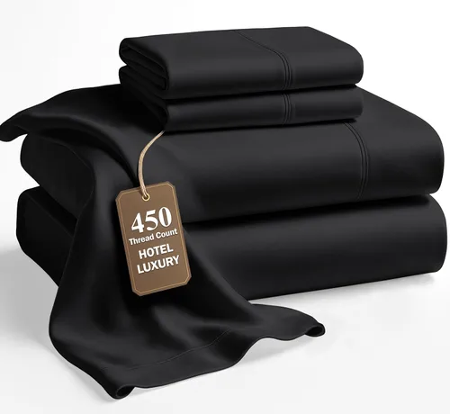 Vista 20 de LANE LINEN - Sábanas tamaño Queen, 450 hilos, 100% algodón, de satén, sábanas refrescantes, suaves y transpirables, con bolsillo profundo, 4 piezas