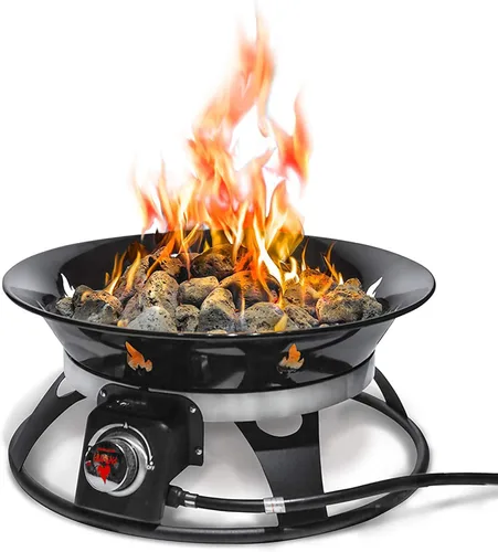 Outland Living Chimenea portátil de propano, 21 pulgadas, 58,000 BTU con cubierta de chimenea y kit de transporte, fogata de gas sin humo | Perfecta