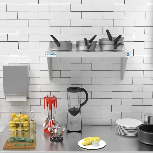 Vista 2 de KoolMore NSF - Estante de montaje en pared de acero inoxidable, estantería de metal de grado industrial para cocinas de restaurantes comerciales