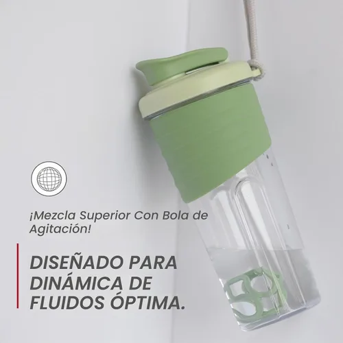 Vista 3 de Botella agitadora para mezclas de proteínas, 24 onzas, botellas mezcladoras de proteínas con bola batidora, botella mezcladora, botella de Verde