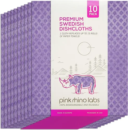 Vista 13 de Paños de cocina suecos – Toallas de cocina reutilizables ecológicas – Paquete de 10 paños de limpieza para platos, encimeras y superficies