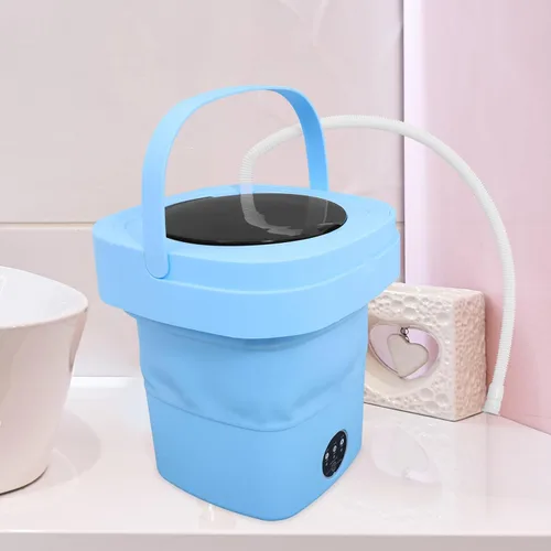 Vista 6 de LALAFINA Portable Mini Folding Washer Machine with Spin-dry Function for Home Dormitory Compact Lightweight Collapsible Washer with Modes for Small