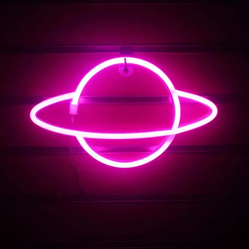 Vista 13 de Luces LED de neón, WONFAST Planet Rocket, letreros de neón acrílicos con pilas o USB, decoración de pared para habitación de niños, Navidad Azul