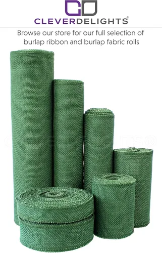 Vista 5 de CleverDelights Rollo de arpillera verde de 12 pulgadas, bordes acabados, 5 yardas, tela de arpillera de yute