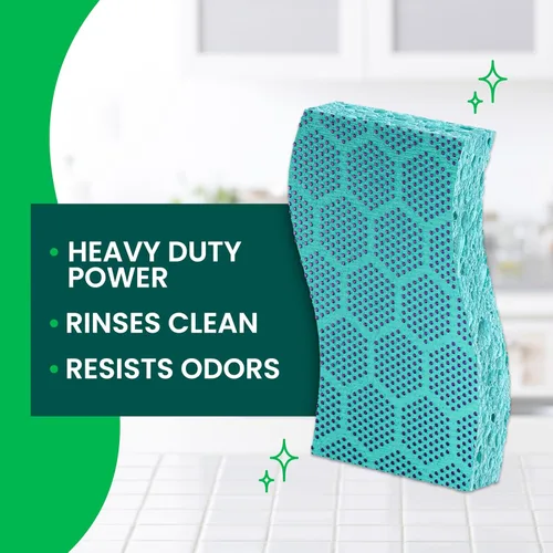 Vista 3 de Scotch-Brite Esponja exfoliante resistente al olor, esponjas de cocina aptas para lavavajillas para fregar seriamente, esponja multiusos para platos