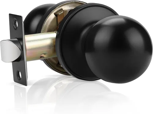 Probrico Pomo de puerta interior negro, manija de puerta de paso, pomo de puerta de armario, pomo interior sin cerradura, perilla de puerta sin