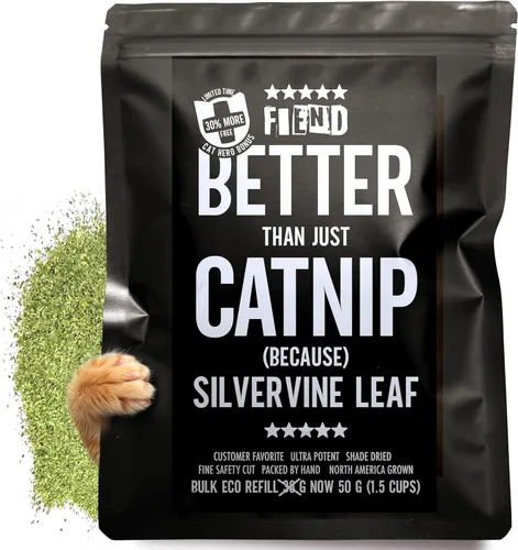 Fiend Catnip + Silvervine para gatos y gatitos Paquete de rescate a granel de 1 ½ taza (1.34 oz) - Mezcla de pezón fina de alta calidad para gatos