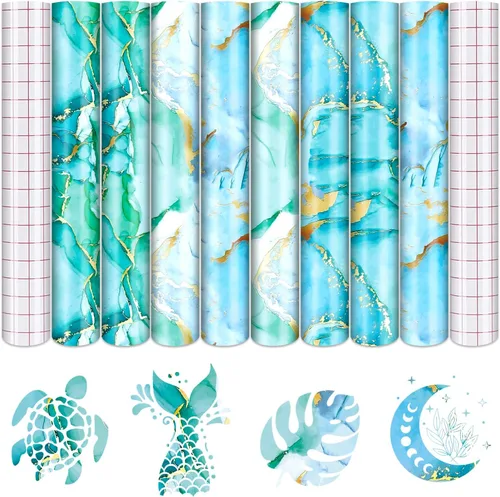 Vista 8 de Tintnut Splash - Rollo de vinilo permanente de 12 pulgadas x 5 pies, rollo adhesivo dorado negro, vinilo adhesivo permanente con patrón para máquina