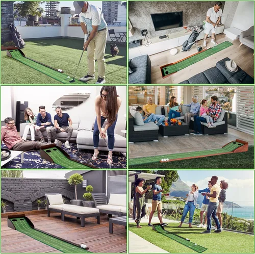 Vista 6 de Indoor Putting Green Matt - Esterilla de práctica de golf portátil con pelota, fácil de limpiar. Gran regalo