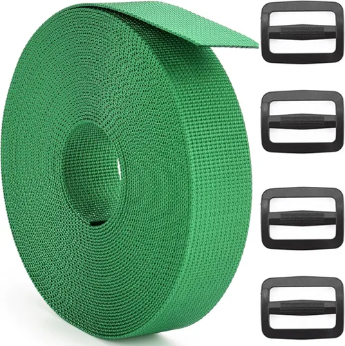 Vista 14 de DEYACE Correa de nailon de 2 pulgadas con clips deslizantes de plástico Tri-Glide, correa de nailon resistente de 10, 25, 50 yardas