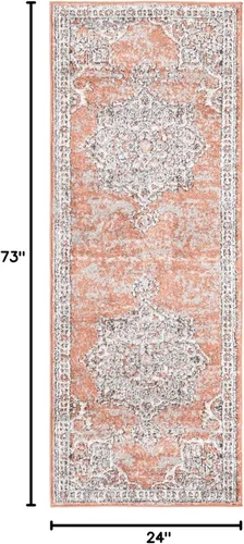 Vista 2 de Unique Loom Colección Nyla - Alfombra de área - Smile (Runner 2 pies 0 pulgadas x 6 pies 0 pulgadas, rosa salmón/negro)