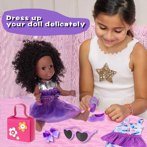 Vista 3 de ebuddy Muñecas y accesorios de 14.5 pulgadas muñeca bebé africana Reborn Baby Doll 14.5 pulgadas negro Baby Dolls Set