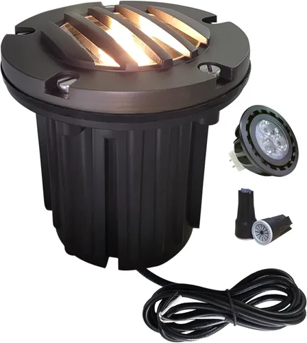 Vista 25 de MALORY Luces de Paisaje de Bajo Voltaje, (4.6''A) Cubierta Superior de Latón 12V Luces Empotradas en el Suelo para Exteriores, Iluminación LED