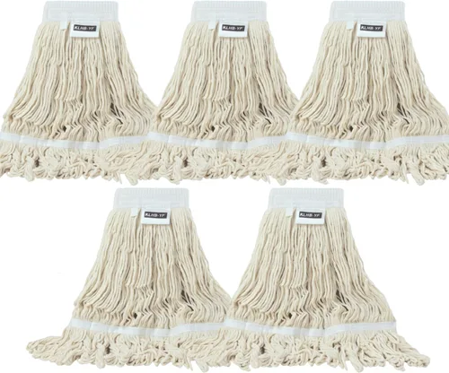 Vista 20 de Cabezal de trapeador de limpieza industrial húmedo de alta resistencia, cabezal de trapeador negro de 21 onzas, de repuesto, de algodón, lavables