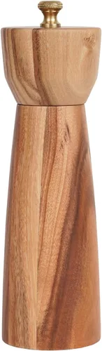 Molinillo de pimienta, molinillo de pimienta con acero inoxidable ajustable, madera de acacia, 20.5 cm/8 pulgadas de altura, diámetro inferior: 6