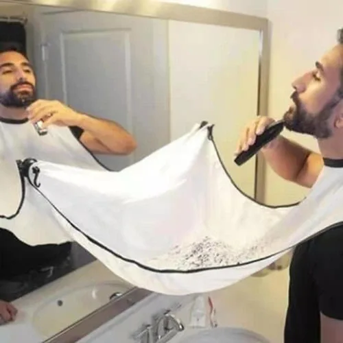Vista 3 de 2 delantales de barba con babero para barba, atrapa pelo de barba para hombres, afeitado y recorte, capa de barba antiadherente con 2 ventosas