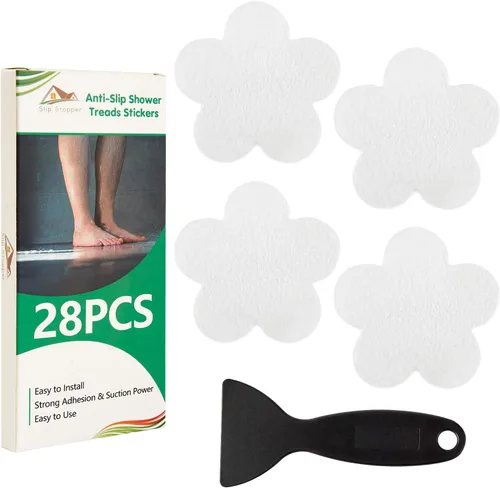 Calcomanías antideslizantes para bañera, 28 unidades, adhesivos antideslizantes para bañera, baño, escaleras con raspador prémium