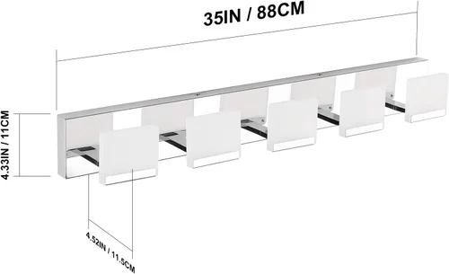 Vista 2 de Ralbay Luces LED modernas para tocador de baño, 5 luces, lámpara de pared de baño de acero inoxidable acrílico