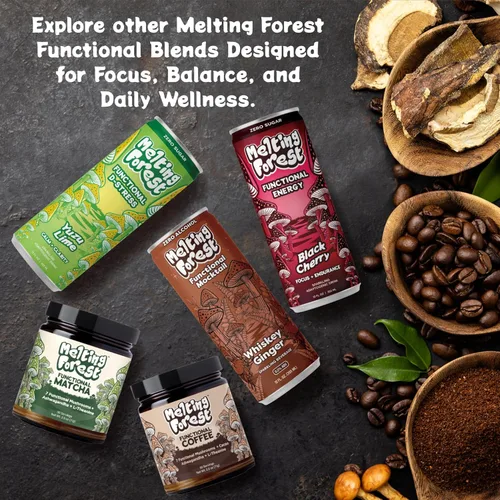Vista 9 de Melting Forest Mushroom Coffee, with 7 Functional Mushrooms, Cacao, Rhodiola, L-Theanine, Reishi & Lion's Mane, Stress Relieving, Focus, Cognitive