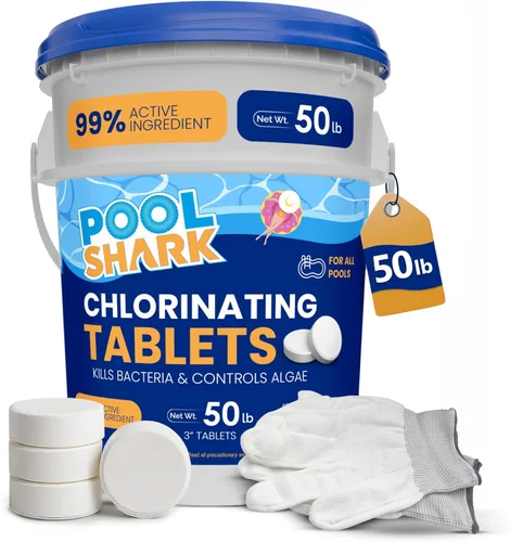 Vista 11 de Tabletas de cloro para piscina Pool Shark - Tabletas de cloro de 3 pulgadas - Tabletas de cloro activo al 90% de disolución lenta - Productos