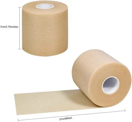 Vista 3 de 4 rollos de cinta preenvoltura de 2.75 pulgadas x 30 yardas, cinta atlética preenvuelta, diademas preenvolventes para fútbol de cabello, envoltura