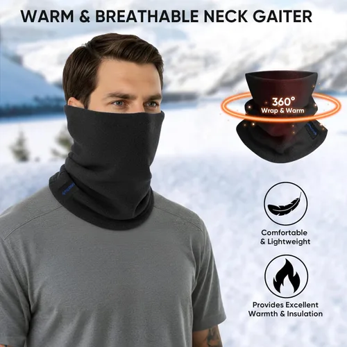 Vista 3 de TICONN Polaina para el cuello, bufanda, calentador de cuello, transpirable, resistente al sol y al viento, para esquí, pesca, senderismo, ciclismo