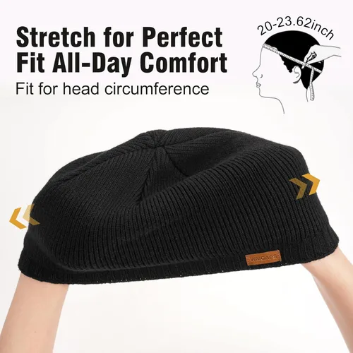 Vista 3 de Wmcaps Gorro de invierno con forro polar cálido, gorro de invierno de punto suave para hombres y mujeres