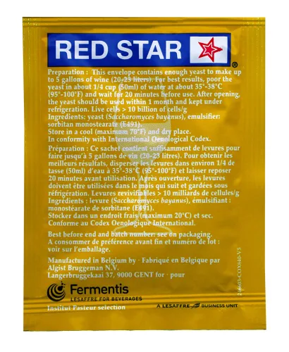 Vista 2 de Levadura de vino blanco, pasteurizada Red Star, 0.2 onzas, Paquete de 10, Amarillo, 10