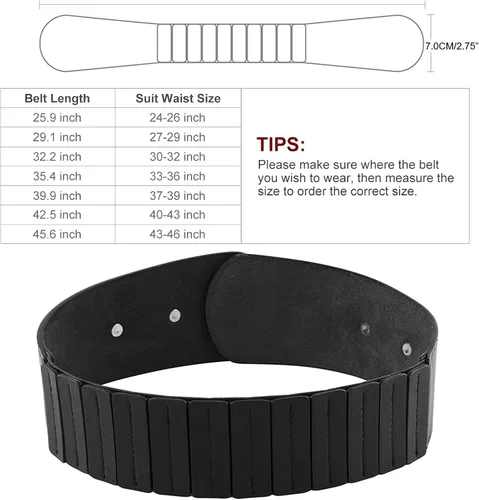 Vista 7 de JASGOOD Cinturón elástico ancho vintage de moda para mujer con hebilla entrelazada cinturón de Halloween