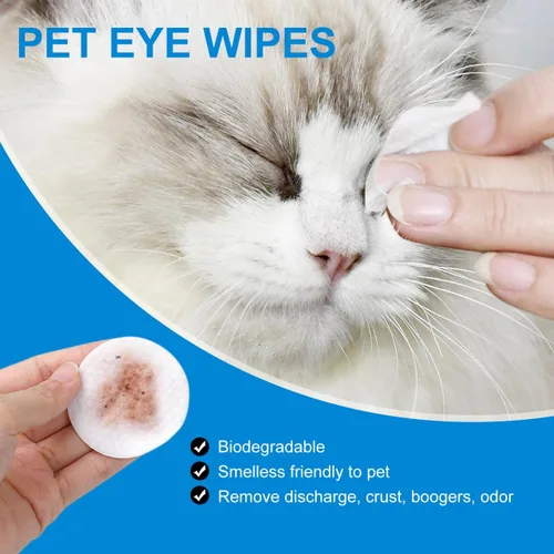 Vista 3 de OPULA Toallitas biodegradables, hipoalergénicas para ojos de perro, toallitas quitamanchas de lágrimas de mascotas, almohadillas limpiadoras