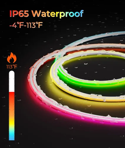 Vista 3 de DeckTok Luces de Cuerda LED de Neón - Control LED Flexible con App/Control Remoto Luces de Cuerda 16.4 Pies Múltiples Modos RGB IP65 Impermeable