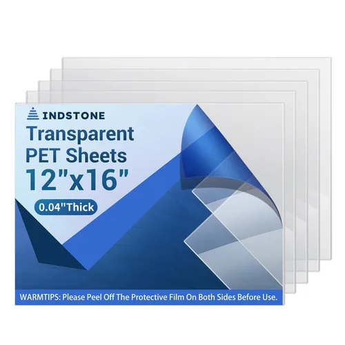 Vista 7 de Paquete de 5 láminas de PET/plexiglás transparente de 12"x12"x0.02", lámina de plástico flexible transparente de 12x12, lámina de plástico