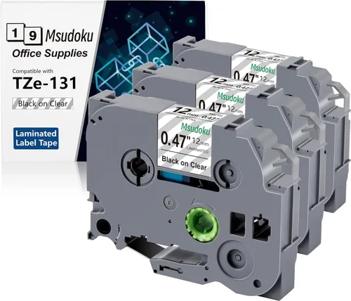 Vista 15 de 12 mm 0.47 Cinta laminada negra sobre azul compatible para Brother P Touch, cinta TZe-531 TZe531 Tze Tz para PT D200 D210 D220 D400 Cube, 1/2