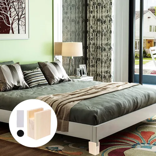 Vista 5 de 2 elevadores de cama para muebles, elevadores de cama resistentes en alturas de 4 pulgadas (añadir altura de 3.9 in)