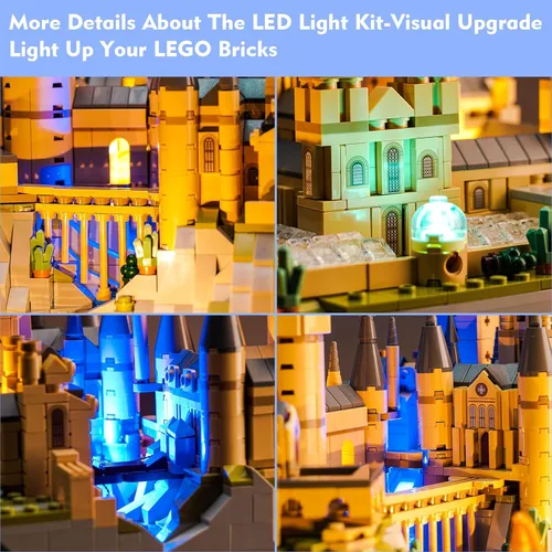 Vista 6 de VONADO Luz compatible con Lego Hogwarts Castle and Grounds 76419, versión musical, juego de iluminación creativa, accesorios compatibles con Lego