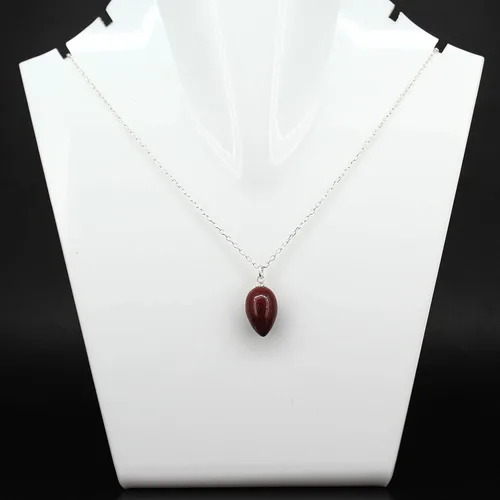 Vista 2 de Collar con colgante natural, gota de rocío de 0.394 x 0.591 in, cadena ajustable de plata de ley 925 de 16 + 2 pulgadas