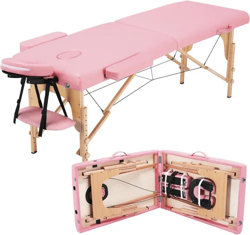 Vista 15 de Yaheetech - Mesa de masaje portátil, camas para pestañas, cama de spa, sofá de masaje plegable, mesas de spa ajustables, plegables en 2 con bolsa