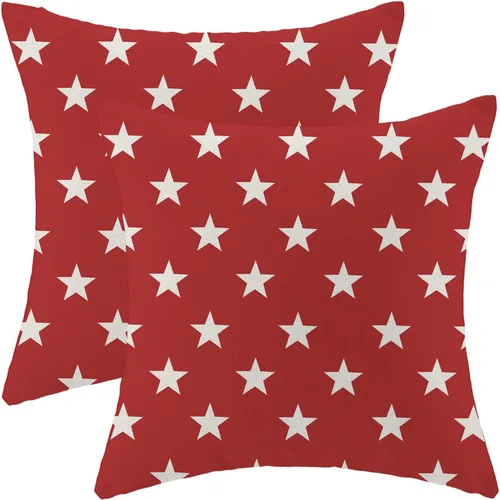 Vista 14 de Juego de 2 fundas de almohada de 16 x 16 pulgadas, diseño de estrellas azules del Día de la Independencia, almohadas decorativas para exteriores