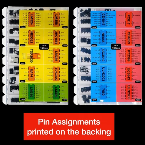Vista 5 de EEEEE IC kit 161 piezas, 20 modelos Chip Surtido Conjunto Analógico Circuitos Integrados Electrónica Piezas Opamp Pack, 555 Componentes