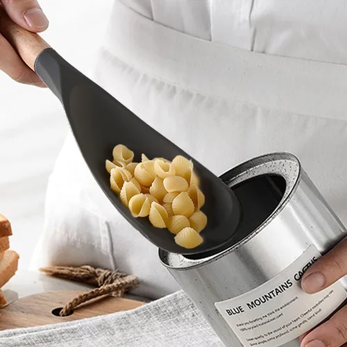 Vista 9 de Cuchara de cocina para utensilios de cocina antiadherentes, cuchara de silicona VOVOLY para mezclar, sacar y raspar, negra, 11.4