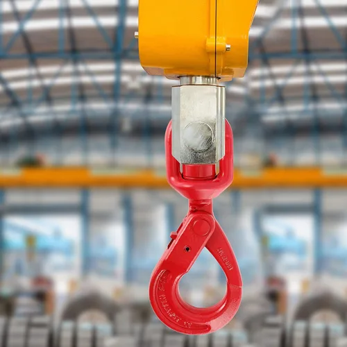 Vista 6 de Gancho giratorio autobloqueante de 3 toneladas de acero de aleación forjado grado 80, 3/8" comercio, WLL 6900 libras, rojo