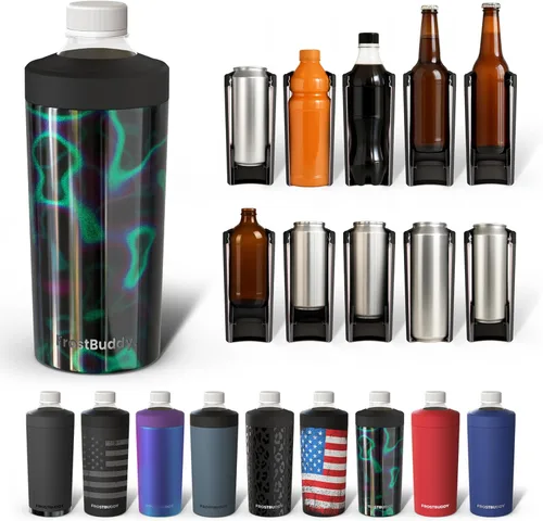 Vista 29 de Universal Buddy XL Can Cooler de Frost Buddy - Se adapta a latas y botellas de 12 onzas, 16 onzas, 20 onzas y 24 onzas - Mantén tus bebidas Azul bebé